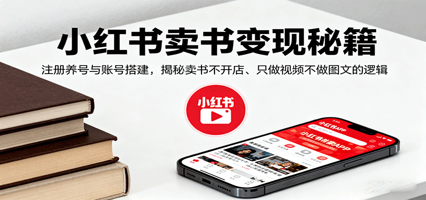 小红书卖书变现秘籍，注册养号与账号搭建，揭秘卖书不开店、只做视频不做图文的逻辑-驿想项目网