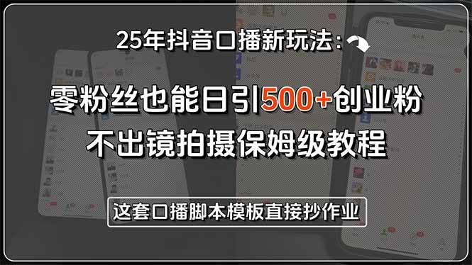 （15384期）25年抖音口播新玩法：零粉丝也能日引500+创业粉，不出镜拍摄保姆级教程…-驿想项目网