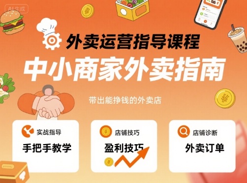 外卖运营指导课程，中小商家外卖指南，手把手带出能挣钱的外卖店-驿想项目网