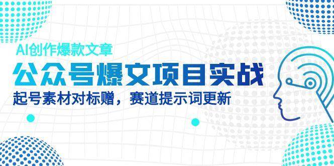 （14709期）公众号爆文项目实战，AI创作爆款文章，起号素材对标赠（附赛道AI提示词）-驿想项目网