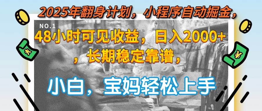 （15082期）2025年翻身计划，小程序自动掘金48小时可见收益，日入2000+，长期稳定…-驿想项目网