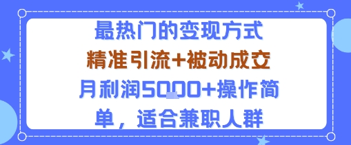 小众赛道玩法：当下最热门的变现方式，精准引流+被动成交月利润5k+操作简单，适合兼职人群-驿想项目网