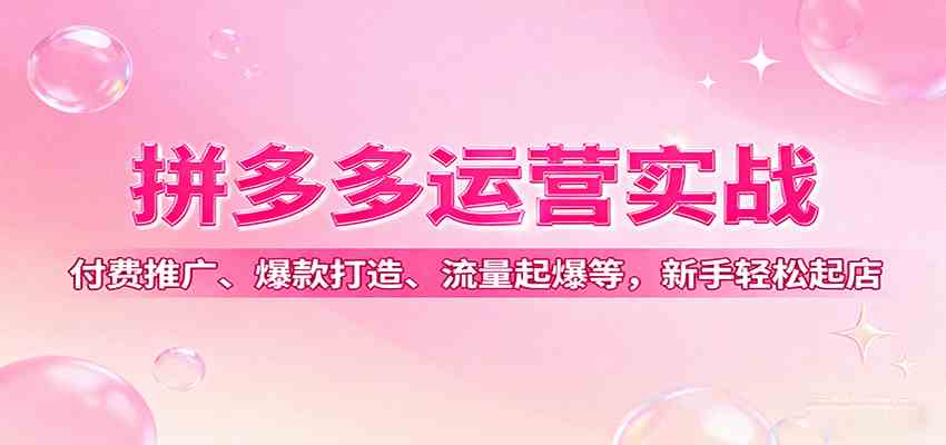 拼多多运营实战，付费推广、爆款打造、流量起爆等，新手轻松起店-驿想项目网