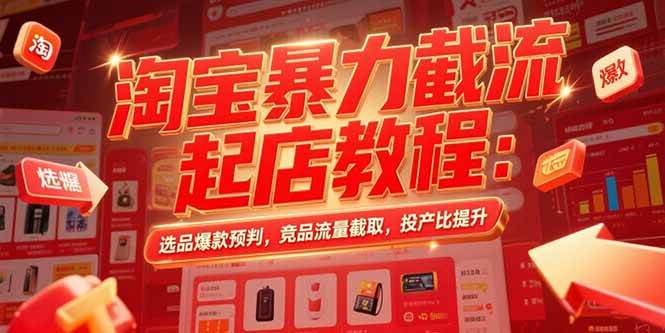 （15468期）淘宝暴力截流起店教程：选品爆款预判，竞品流量截取，投产比提升-驿想项目网