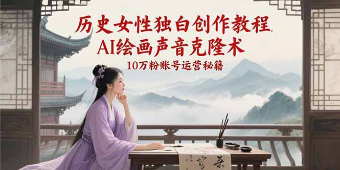 （15186期）历史女性独白创作教程，AI绘画声音克隆术，10万粉账号运营秘籍-驿想项目网