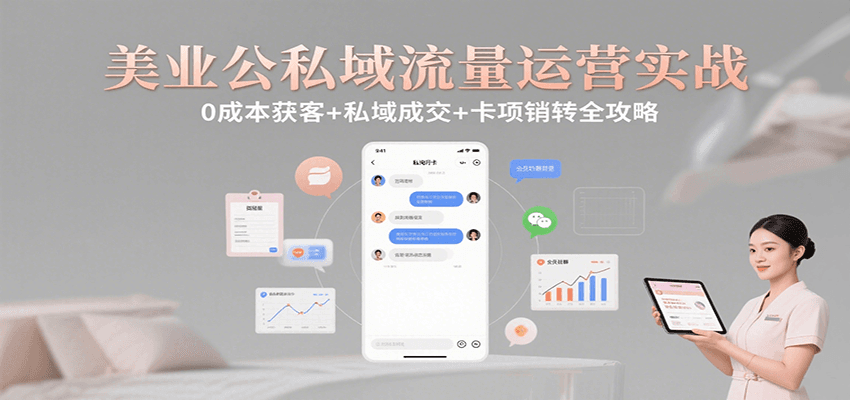 美业公私域流量运营实战：0成本获客+私域成交+卡项销转全攻略-驿想项目网