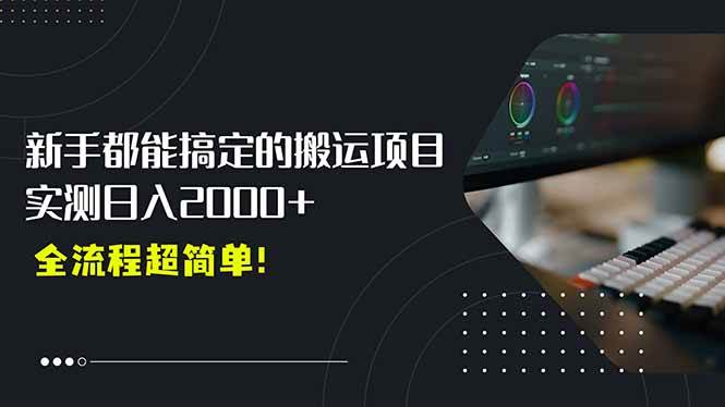 （15457期）平台主动扶持的新风口，0基础轻松起号，搬运剪辑日入2000+！-驿想项目网