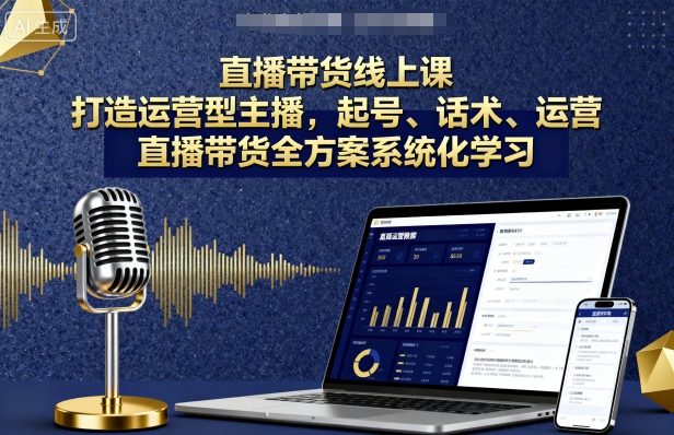 直播带货线上课，打造运营型主播，起号、话术、运营，直播带货全方案系统化学习-驿想项目网