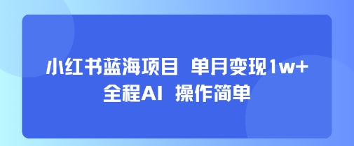 小红书蓝海项目 单月变现1w+ 全程AI 操作简单-驿想项目网