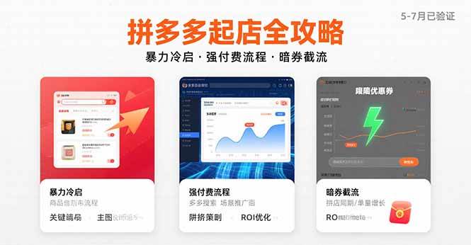 （15670期）拼多多起店全攻略，暴力冷启，强付费流程，暗券截流，5-7月已验证的方法-驿想项目网