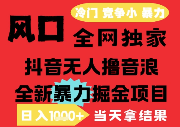 25年6月高爆抖音无人直播最新撸音浪掘金项目，解放双手小白可做，无脑日入1k+，门槛低【揭秘】-驿想项目网