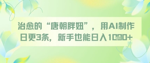 治愈的“唐朝胖妞”，用AI制作日更3条，新手也能日入多张-驿想项目网
