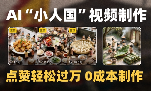 爆款1000W+播放微缩景观迷你小人国AI视频0成本制作全流程教学-驿想项目网