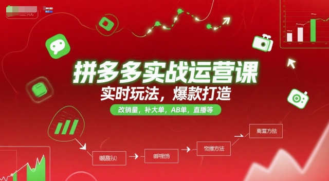 拼多多实战运营课，实时玩法，爆款打造，改销量，补大单，AB单，直播等（更新2025月）-驿想项目网