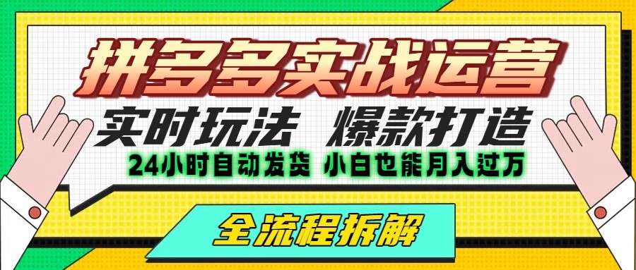 拼多多最新实战运营高投产：长久稳定项目，单店利润一天三位数-驿想项目网