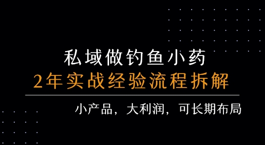 私域做钓鱼小药 每单利润3张+ 详细流程拆解-驿想项目网
