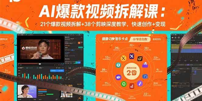 （15741期）AI爆款视频拆解课：21个爆款视频拆解+38个剪映深度教学，快速创作+变现-驿想项目网
