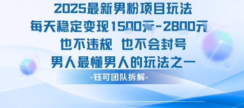 2025最新男粉项目玩法每天变现1k+也不违规也不会封号男人最懂男人的玩法-驿想项目网