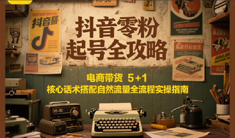 抖音零粉起号全攻略：电商带货 5+1 核心话术搭配自然流量全流程实操指南-驿想项目网