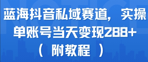 蓝海抖音私域赛道，实操单账号当天变现288+(附教程)-驿想项目网