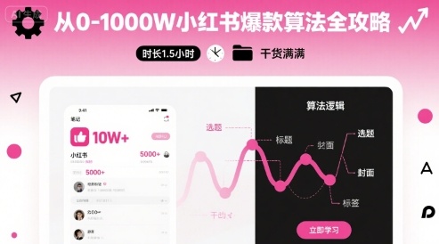 从0-1000W小红书爆款算法全攻略，时长1.5小时，干货满满-驿想项目网