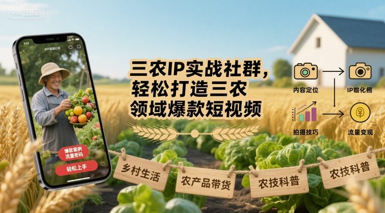 三农IP实战社群，轻松打造三农领域爆款短视频-驿想项目网