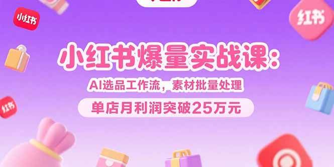 （15462期）小红书爆量实战课：AI选品工作流，素材批量处理，单店月利润突破25万元-驿想项目网
