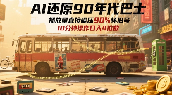 AI还原90年代巴士，一帧就让70后泪崩，播放量直接碾压90%怀旧号，每天操作十分钟，日入四位数-驿想项目网