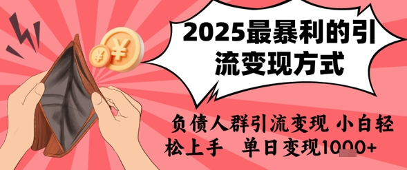 2025年最暴利的引流变现方式，负债人群引流变现，小白轻松上手，日入1k-驿想项目网