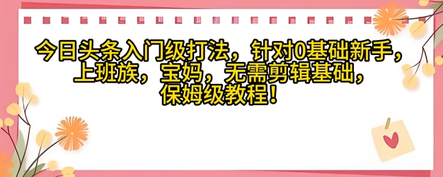 今日头条入门级打法，针对宝妈，上班族，0基础新手的保姆级课程-驿想项目网