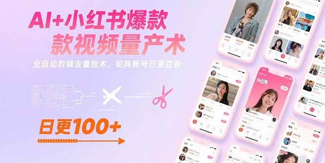 （15542期）AI+小红书爆款视频量产术：全自动剪辑去重技术，矩阵账号日更百条-驿想项目网