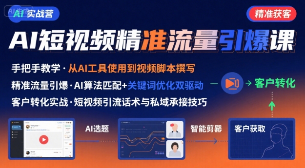 AI+短视频引爆精准客户实战营，手把手教你引爆Ai短视频精准流量-驿想项目网