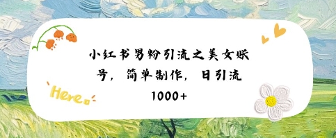 小红书男粉引流项目之美女账号6，简单制作，条条爆款原创，不违规-驿想项目网