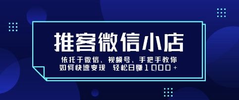 推客微信小店依托于微信、视频号，手把手教你如何快速变现 轻松日入1k+【揭秘】-驿想项目网