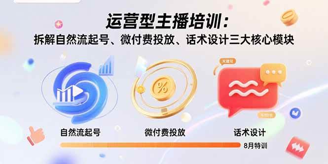（15654期）运营型主播培训：拆解自然流起号、微付费投放、话术设计三大核心模块-8月-驿想项目网