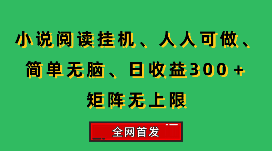 （15413期）小说挂机阅读，人人可做，简单无脑，一天收益300＋矩阵无限上-驿想项目网