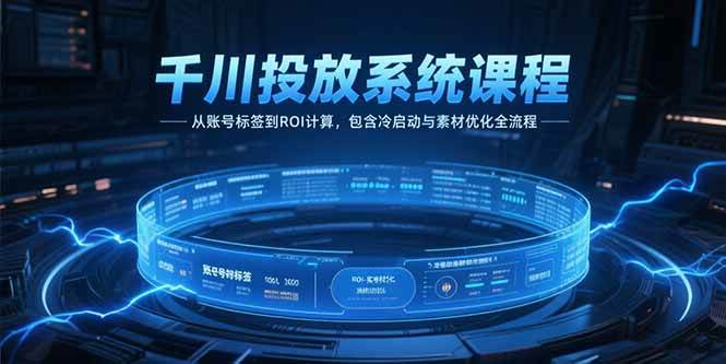 （15263期）千川投放系统课程，从账号标签到ROI计算，包含冷启动与素材优化全流程-驿想项目网
