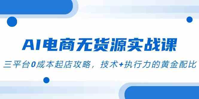 AI电商无货源实战课，三平台0成本起店攻略，技术+执行力的黄金配比-驿想项目网