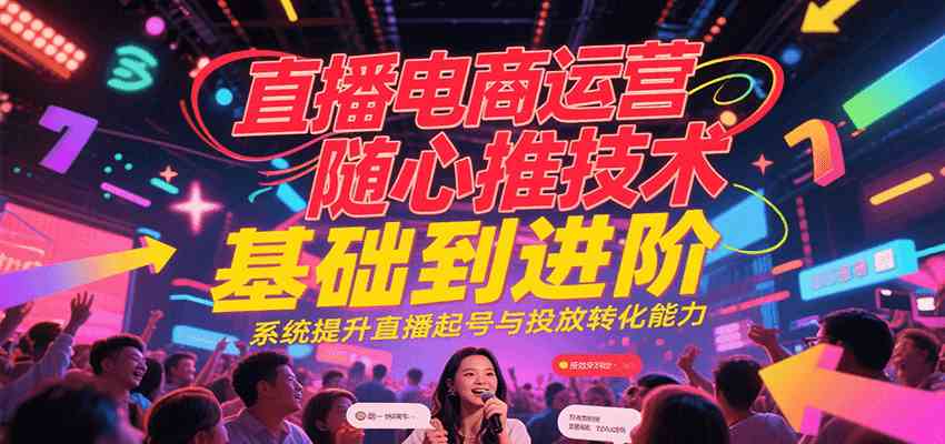 直播电商运营随心推投放技术基础到进阶，系统提升直播起号与投放转化能力-驿想项目网