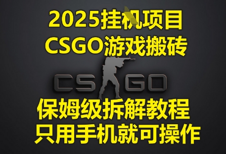 2025挂G项目，CSGO游戏搬砖，保姆级拆解教程，只用手机就可操作【揭秘】-驿想项目网