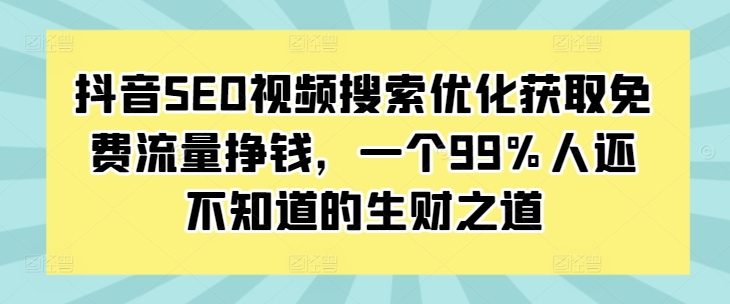 抖音SEO视频搜索优化获取免费流量挣钱，一个99%人还不知道的生财之道-驿想项目网