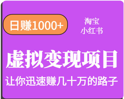 淘宝OR小红书虚拟变现，日赚1000+，多账号操作年收入几十W不等-驿想项目网