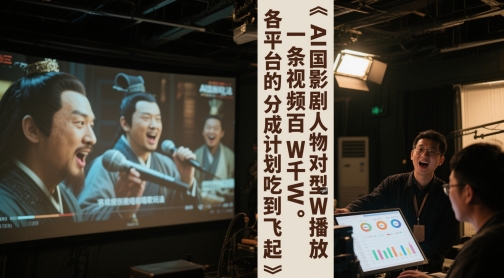 AI三国影视剧人物对口型唱歌玩法，一条视频百W千W播放，各平台的分成计划吃到飞起-驿想项目网