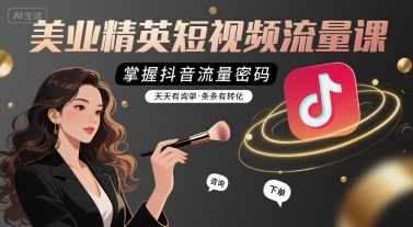 美业精英短视频流量课，掌握抖音流量密码，天天有询单，条条有转化-驿想项目网