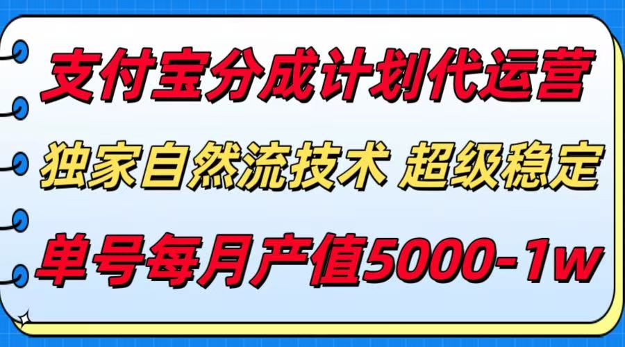 支付宝分成计划代运营，独家自然流技术，收益稳定，单号月产5000＋-驿想项目网