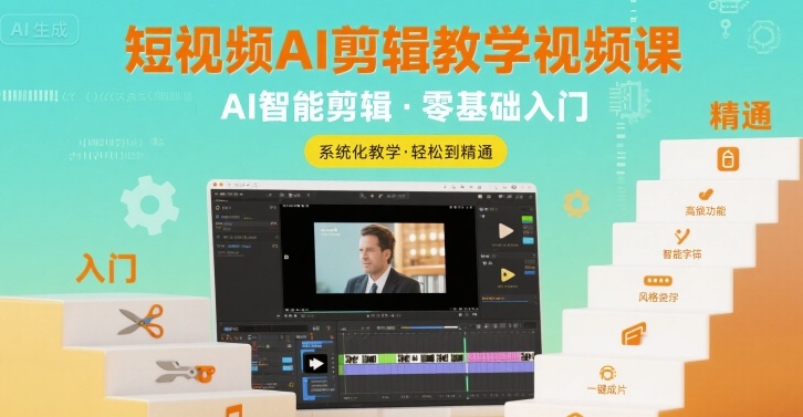 短视频AI剪辑教学视频课，入门到精通-驿想项目网