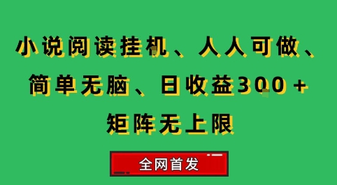 小说挂G阅读，人人可做，简单无脑，一天收益3张+矩阵无限上，全网首发【揭秘】-驿想项目网