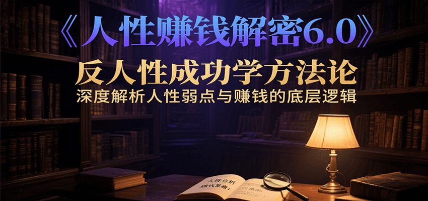 人性赚钱解密6.0，反人性成功学方法论，深度解析人性弱点与赚钱的底层逻辑-驿想项目网