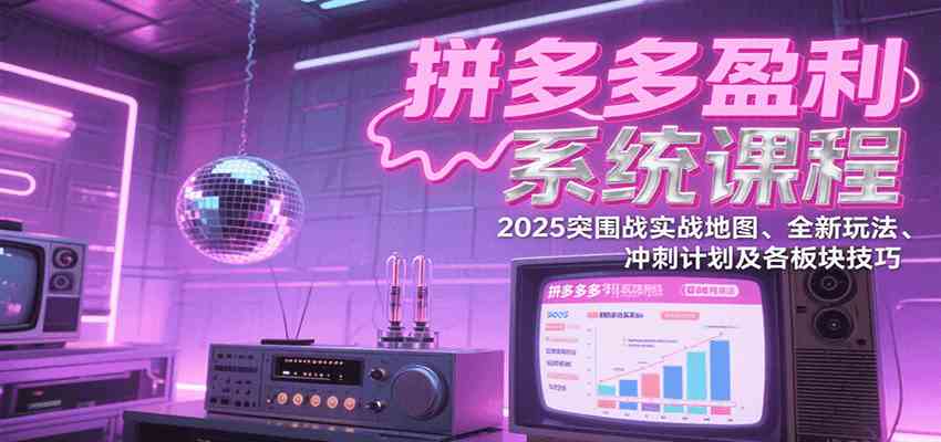 拼多多盈利系统课程：2025突围战实战地图、全新玩法、冲刺计划及各板块技巧-驿想项目网