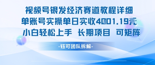 视频号银发经济赛道单账号实操单日实收1k+，小白轻松上手长期项目-驿想项目网
